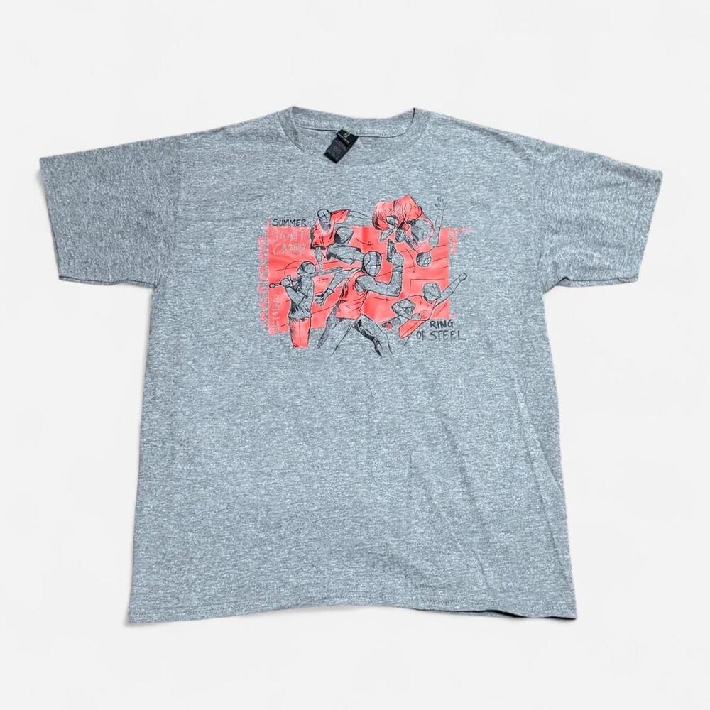Gildan Gray Stunt Team Large youth (width 18in, length 22in) graphic T-shirt